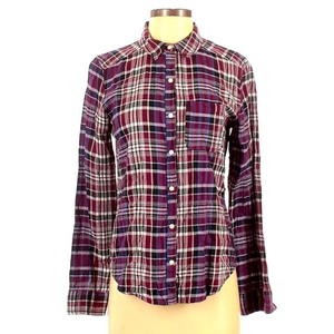 BP S purple/red plaid‎ 100% cotton button down might academia rustic shirt